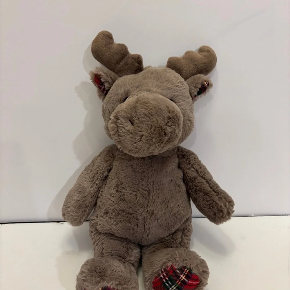 Cloud B Plush Brown Moose Holiday Plaid Soft Stuffed Dreamy Hugginz